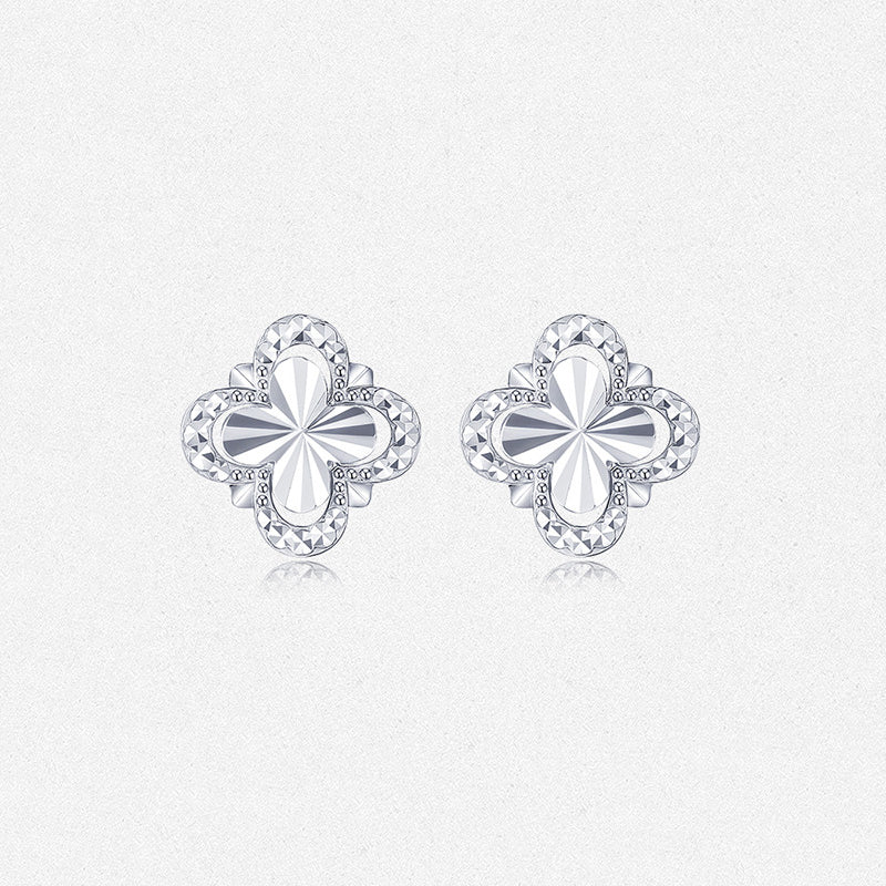 Pt950 Platinum Lucky Four-leaf Clover Earrings