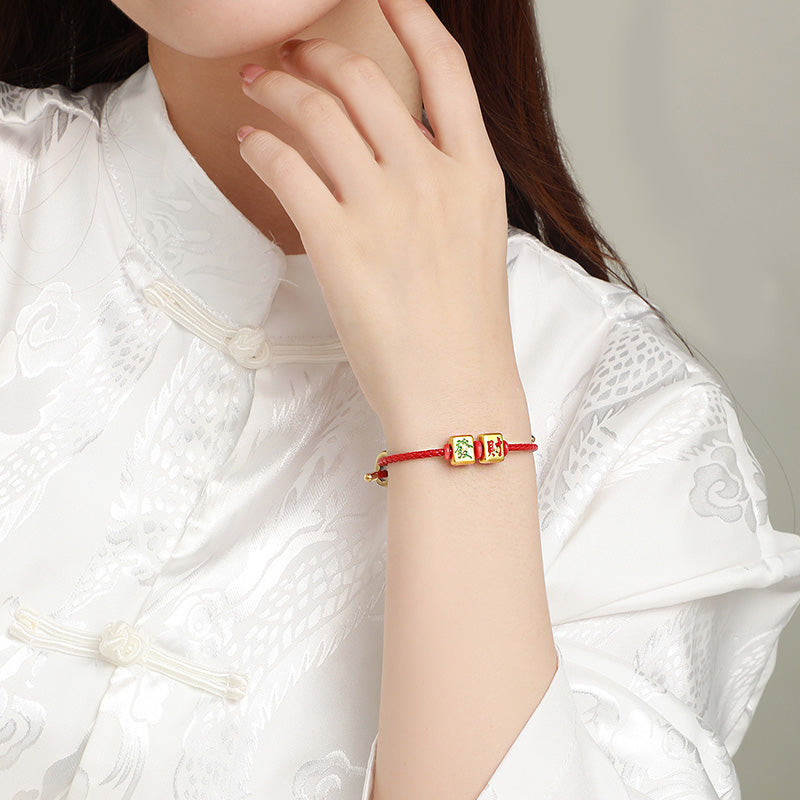 24K Gold Blessing Mahjong Majiang Charm