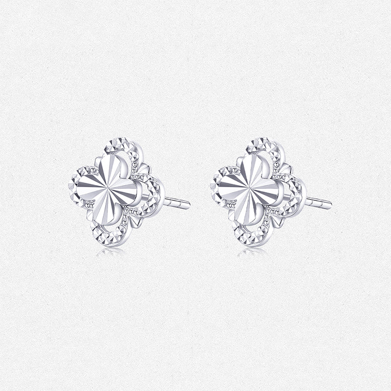 Pt950 Platinum Lucky Four-leaf Clover Earrings