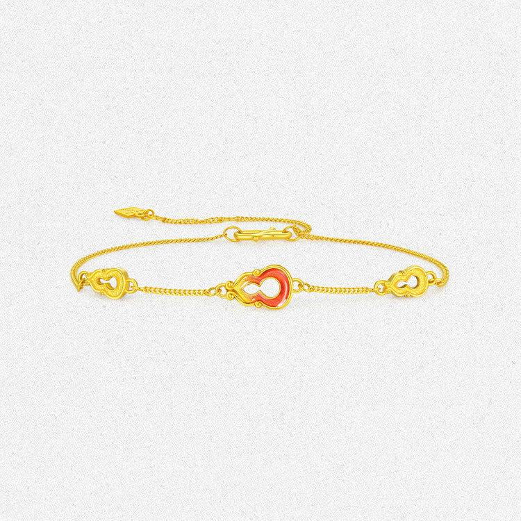 วัฒนธรรมจีน relics Series 24K Gold Flying gourd Bracelet