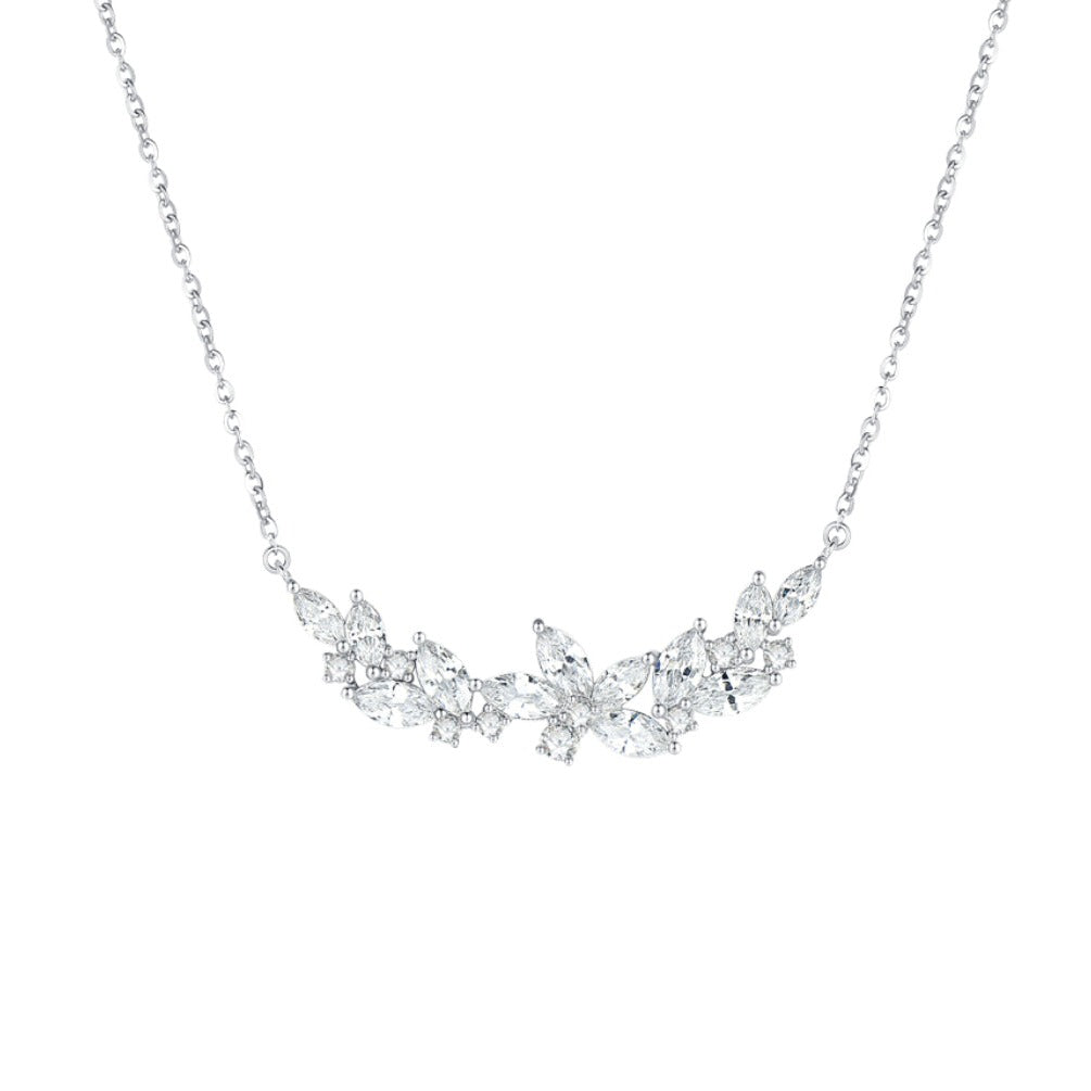 S925 Silver Wisteria Flower Jewelry Set - Necklace Bracelet
