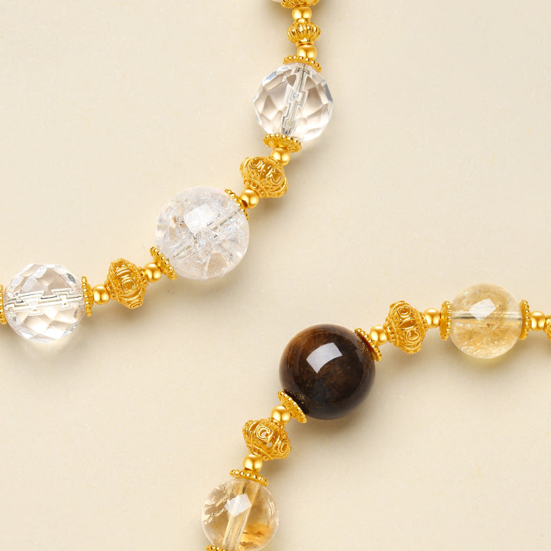 S925 Silver Energy Five Elements Natural Crystal Chalcedony Beaded Bracelet