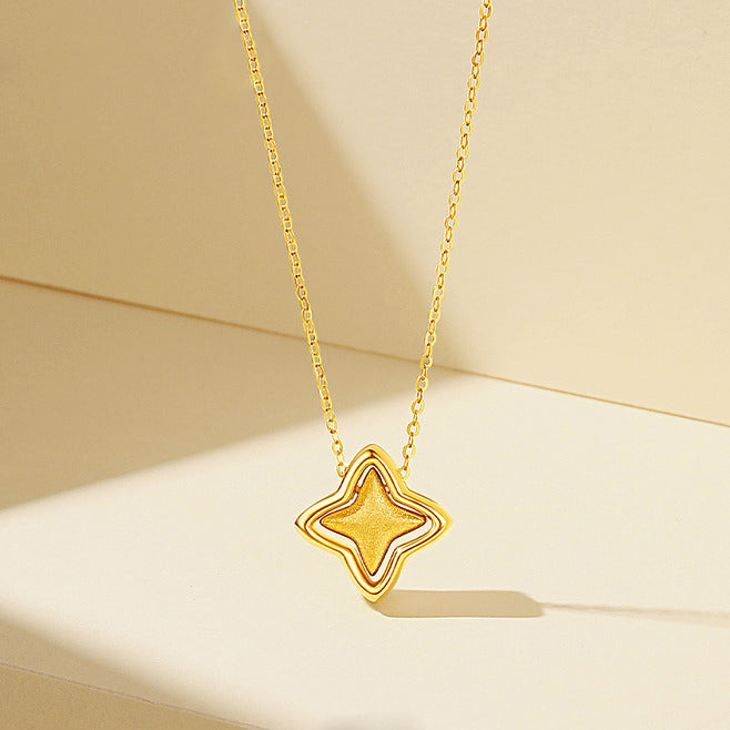 18K Gold Four-Pointed Star Pendant