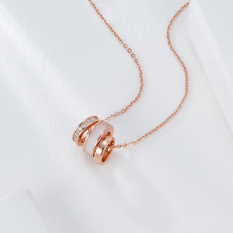 S925 Silver Zircon Shell Rose Gold Small Waist Necklace