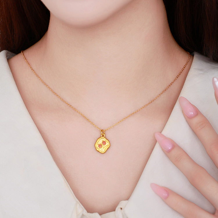 Monet Garden Series 24K Gold Pink Tulip Flower Pendant
