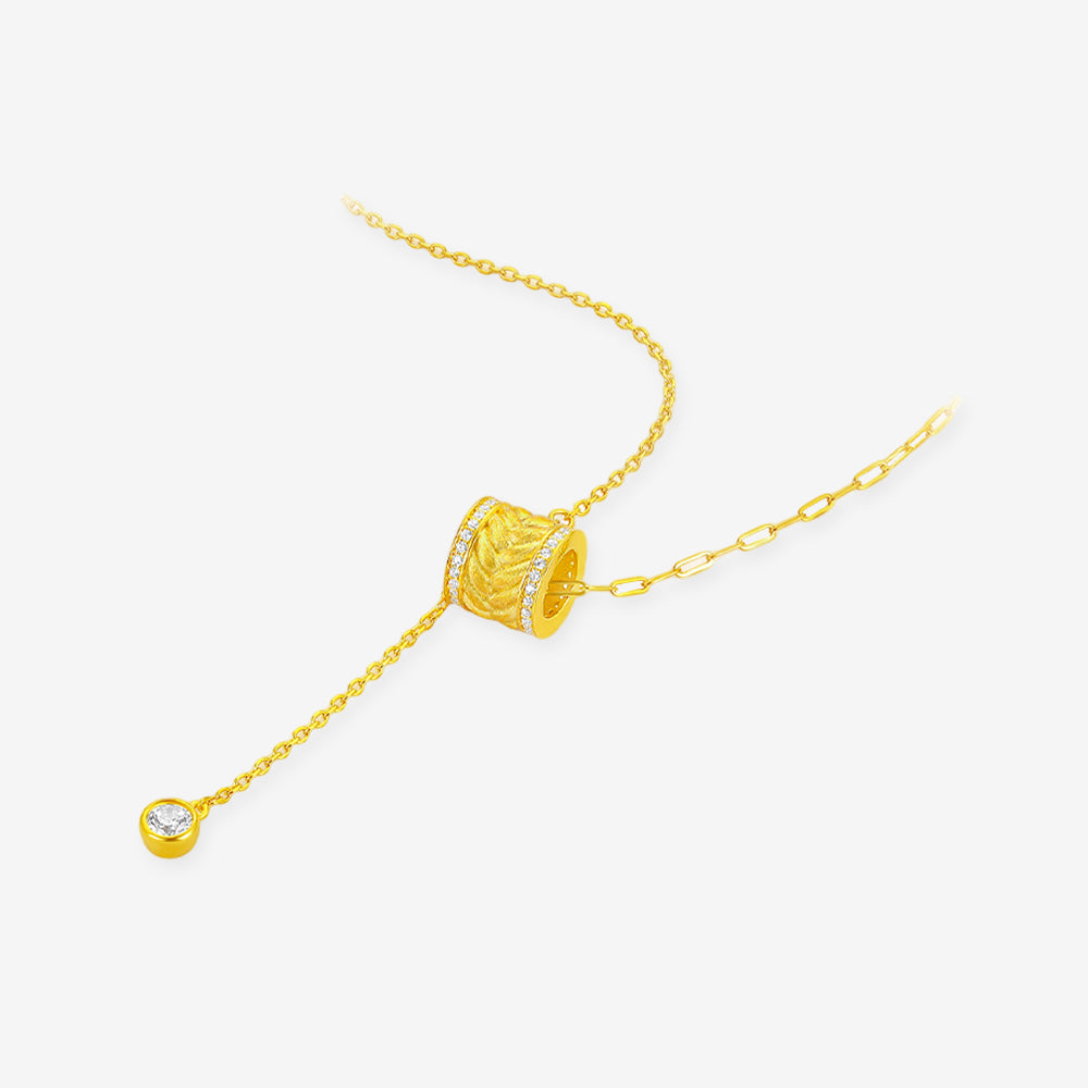 S925 Silver Glowing Wheat Ear Barrel Necklace