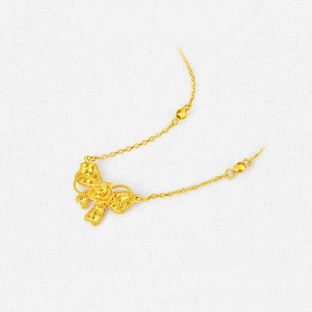 Monet Garden Series 24K Gold Crush Ice Rose Necklace