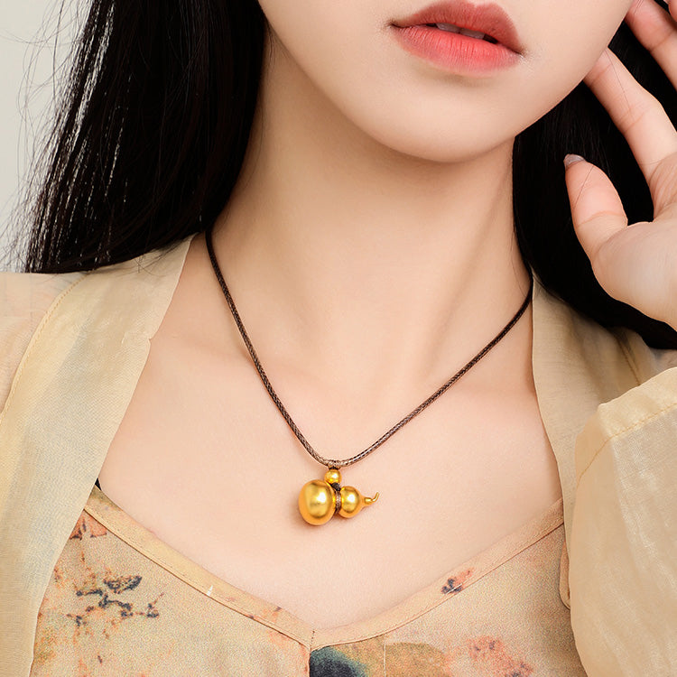 24K Gold Lucky Blessings Calabash Gourd Necklace