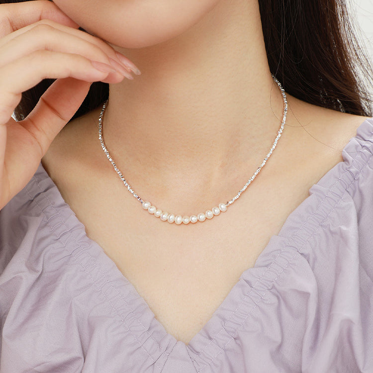 S925 Silver Small Cube Pearl Jewelry Set