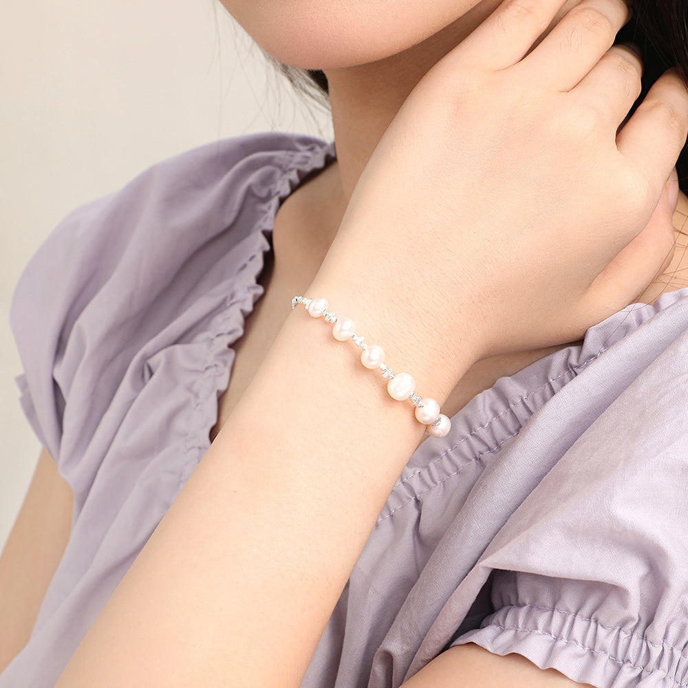 S925 Silver Cubes Pearl Jewelry Set
