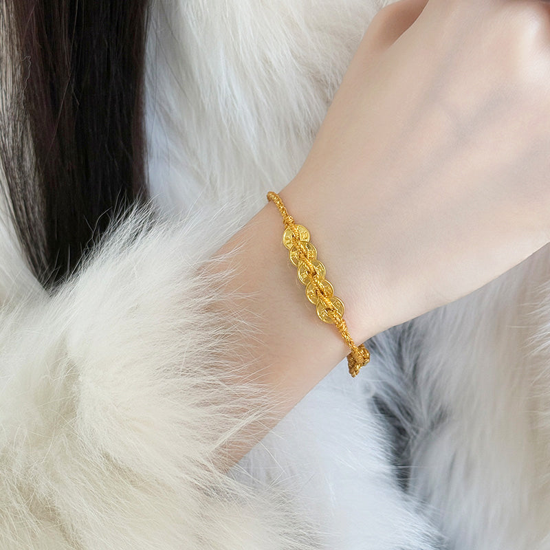 24K Gold Fortune Five Emperors Coins Bracelet