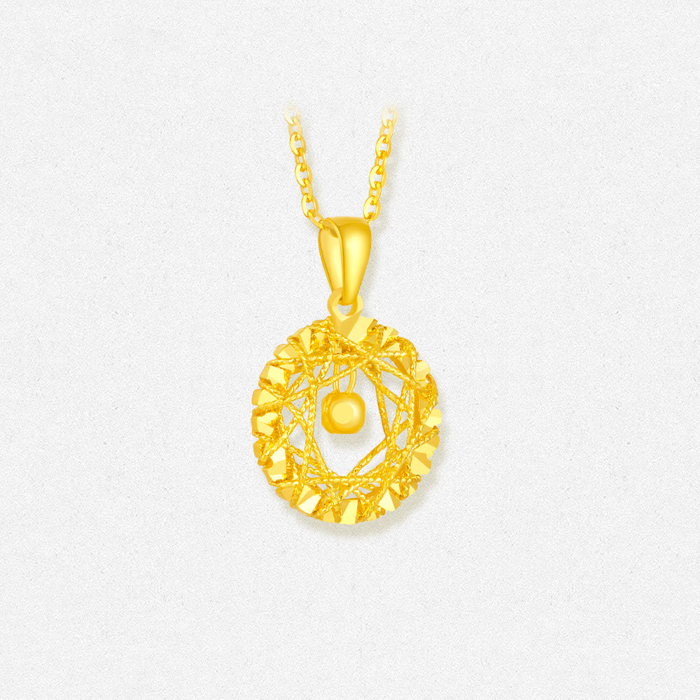24K Gold Shining Round Bell Pendant