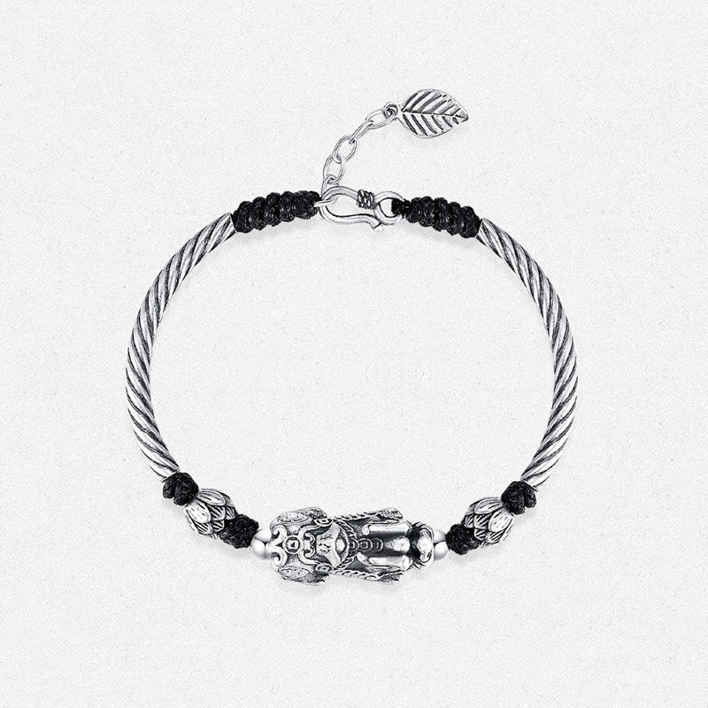 S990 Silver Lotus Pixiu Men Bracelet