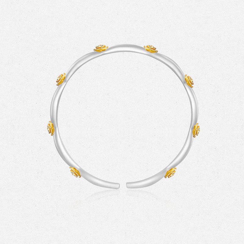 S990 Vintage Style Rose Open Bangle