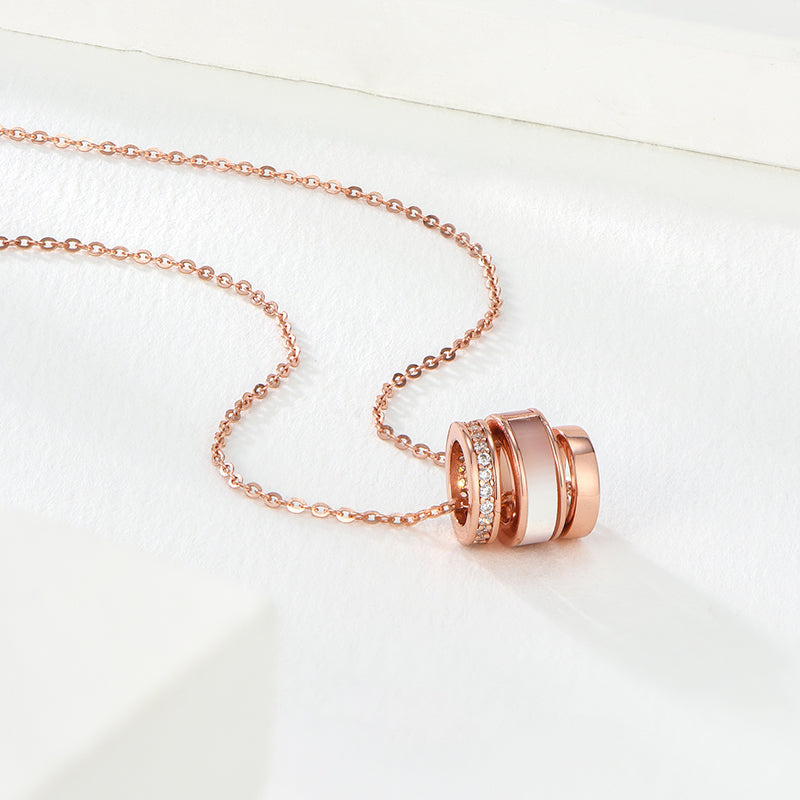 S925 Silver Zircon Shell Rose Gold Small Waist Necklace