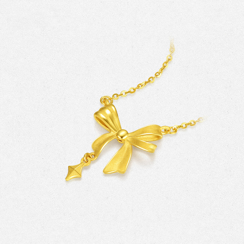 24K Gold Starburst Ribbon Necklace