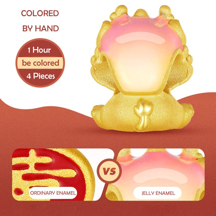 First · Chinese Zodiac Series 24K Gold Color Enamel Jelly Dragon Charm