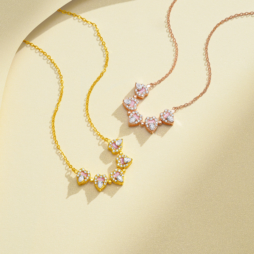 S925 Silver Transformable Peach Blossom Heart Necklace