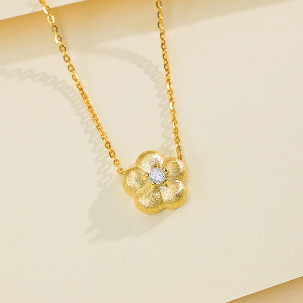 S925 Silver Zircon Cute Flower Necklace