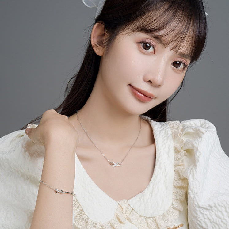 S925 Silver Bow Knot Necklace
