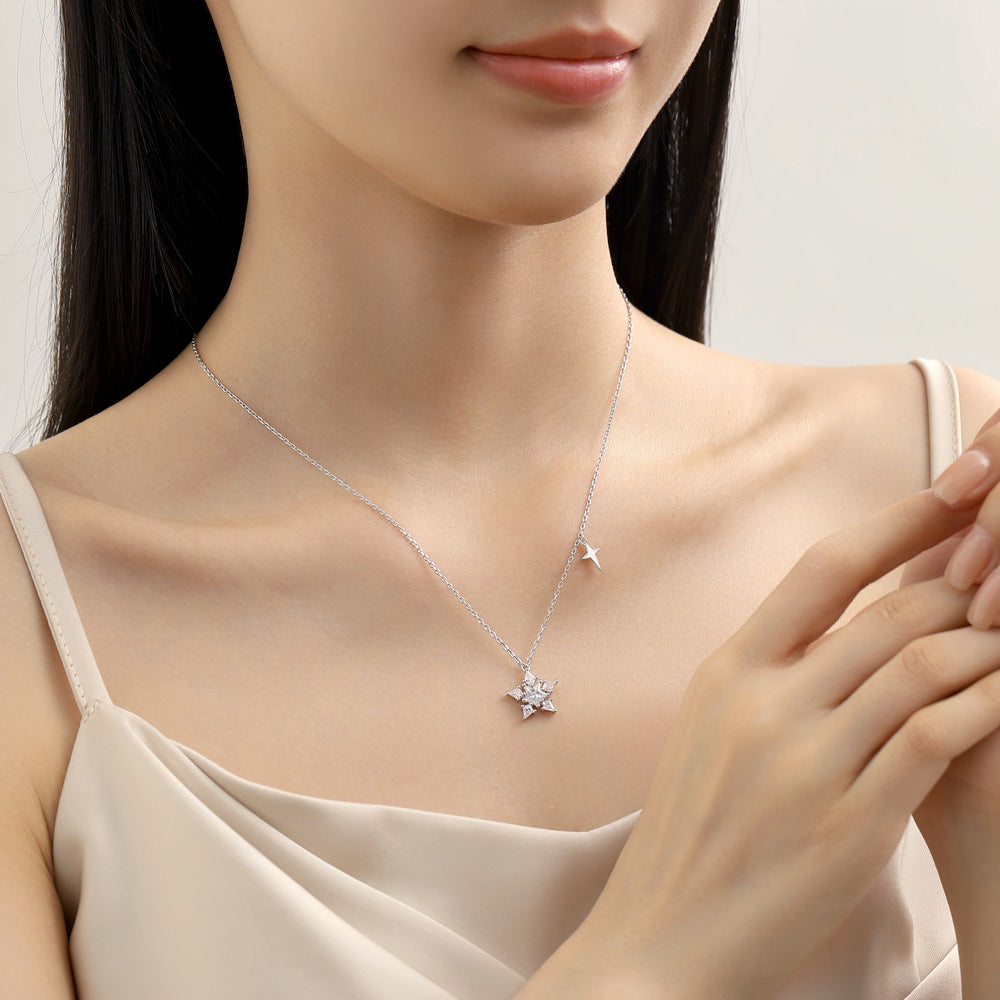 S925 Silver Zircon Lucky Star Necklace