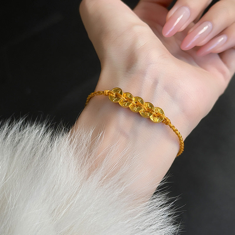 24K Gold Fortune Five Emperors Coins Bracelet