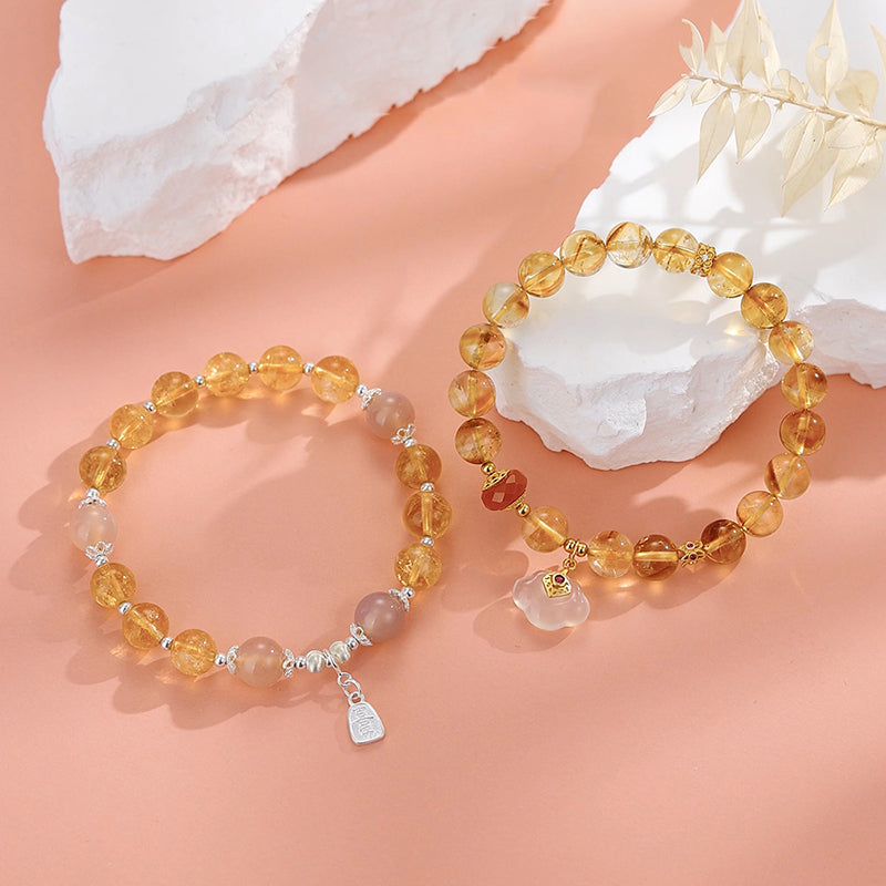 S925 Silver Joy Natural Crystal Agate Beaded Bracelet