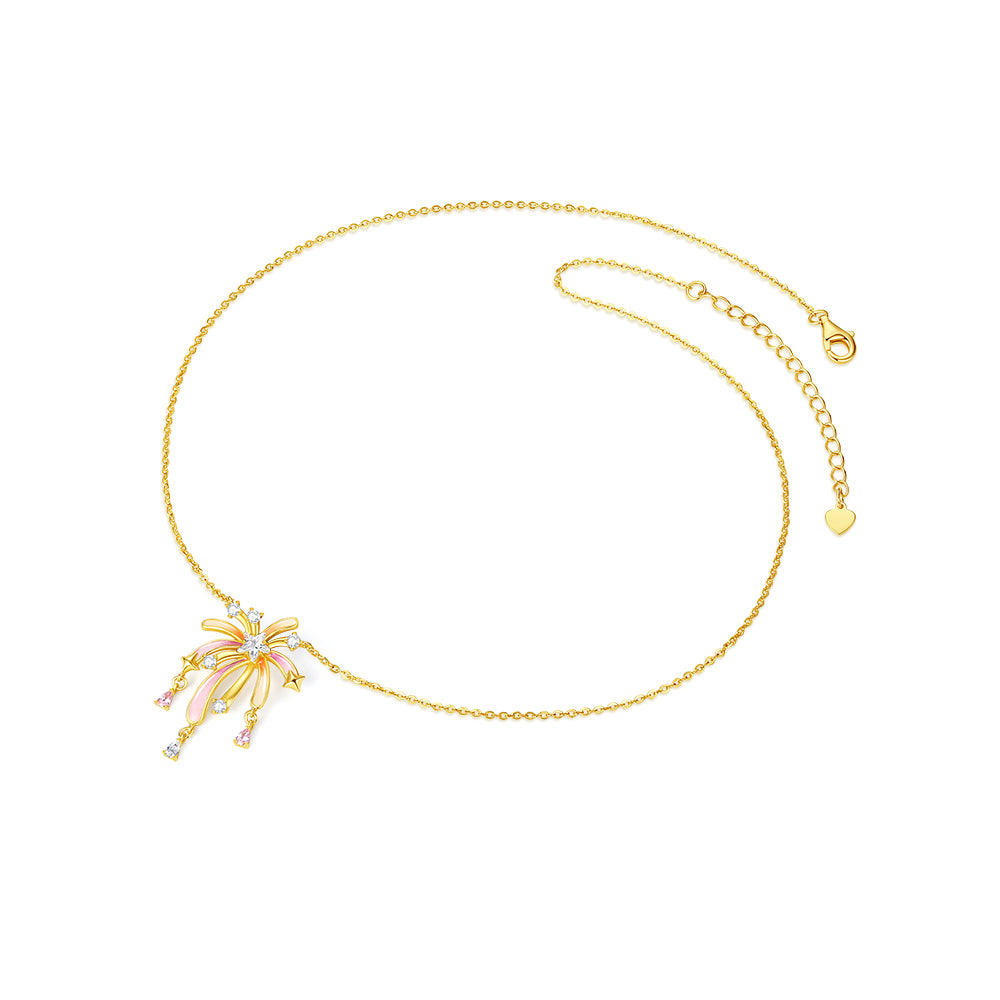 S925 Silver Luminous Enamel Romantic Fireworks Necklace
