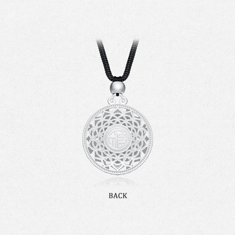 S990 Silver Blessing Eight Treasure Compass Necklace