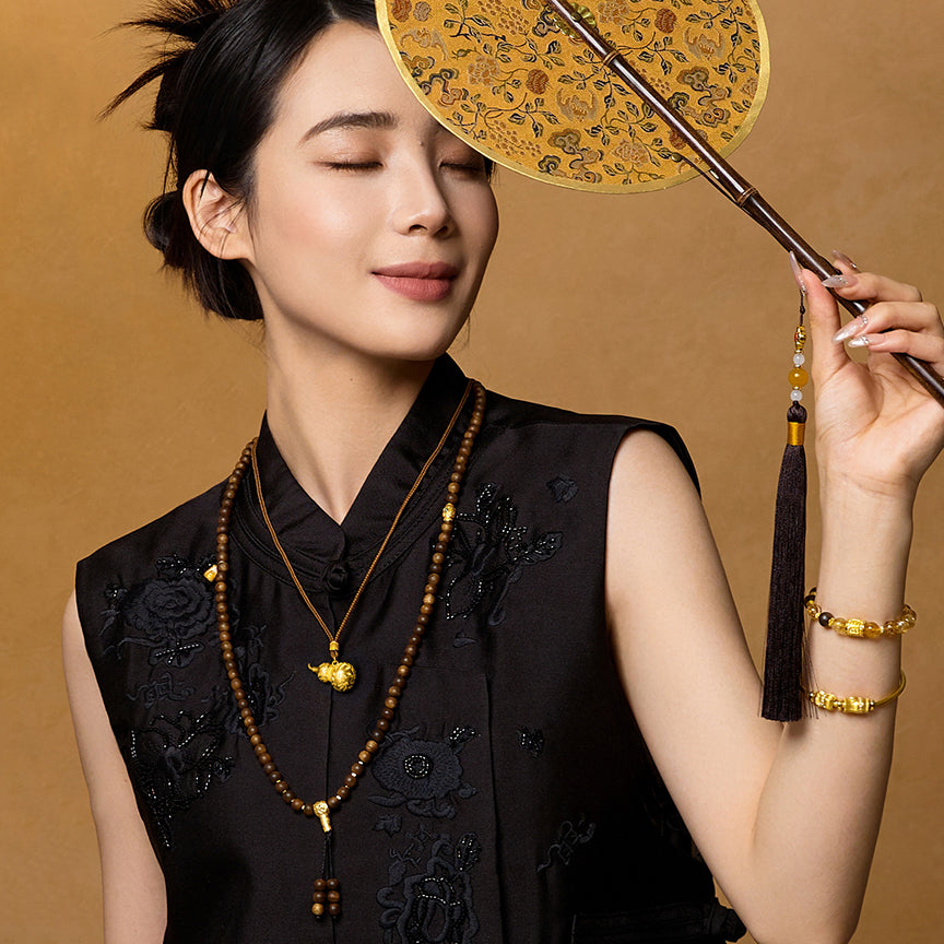 Chinese Cultural Relics Series 24K Gold Nanjing Brocade Gourd Necklace