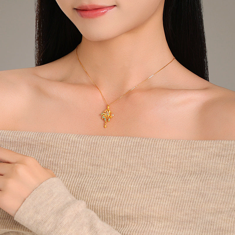 24K Gold Luminous Enamel Romantic Fireworks Pendant