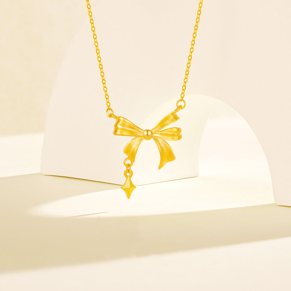 24K Gold Starburst Ribbon Necklace