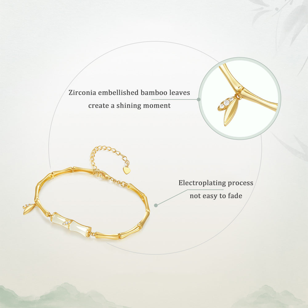 S925 Silver Hetian Jade Lucky Bamboo Bracelet