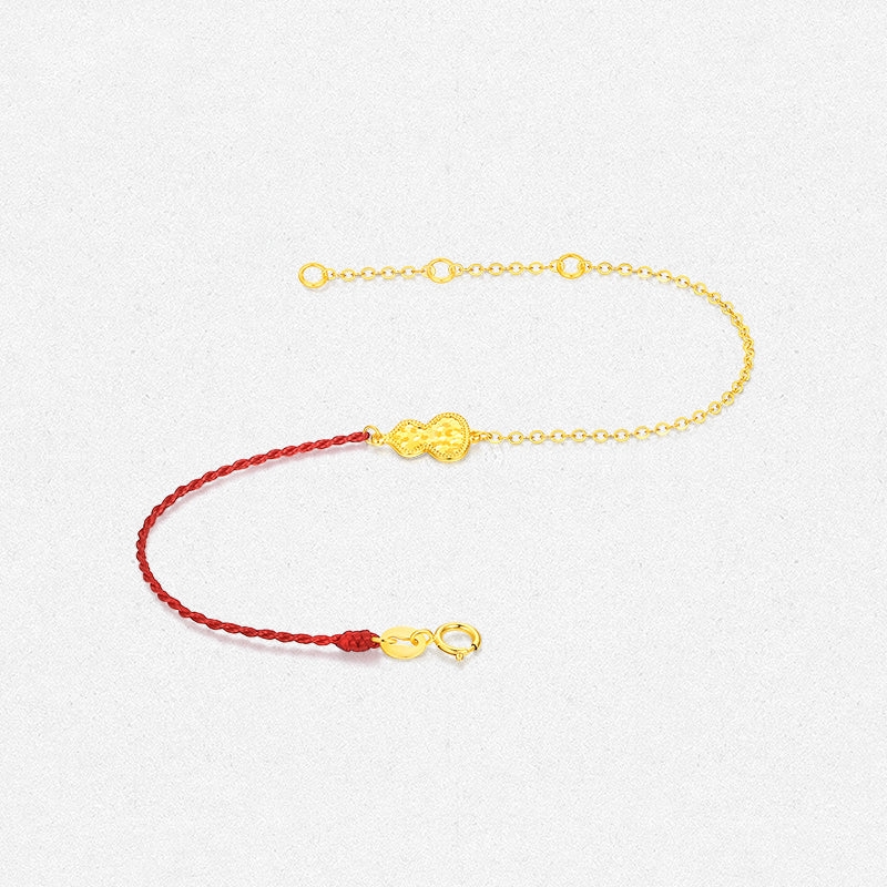 18K Gold Shining Five Emperors Coin Gourd String Bracelet