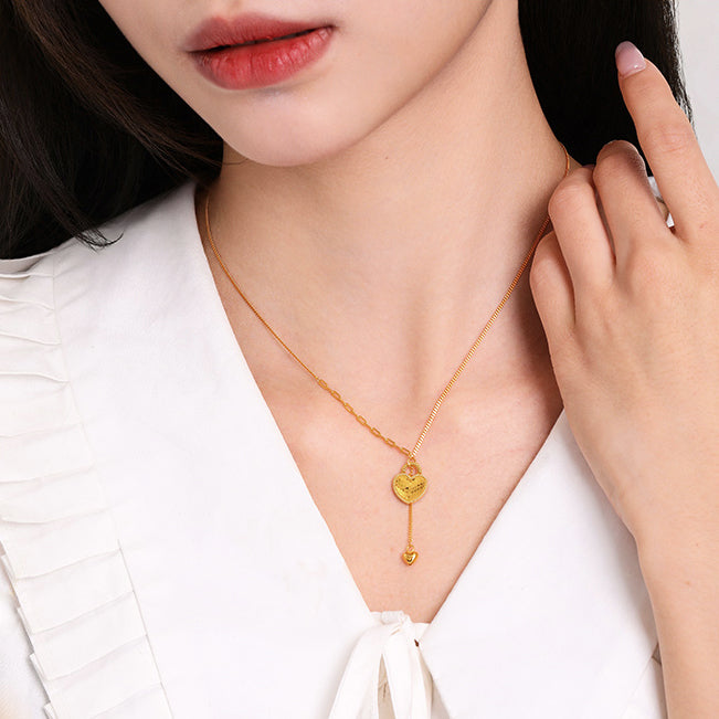 S925 Silver Agate Red Heart Lock Necklace