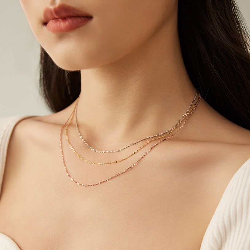 18K Gold Trace Chain Basic Necklace