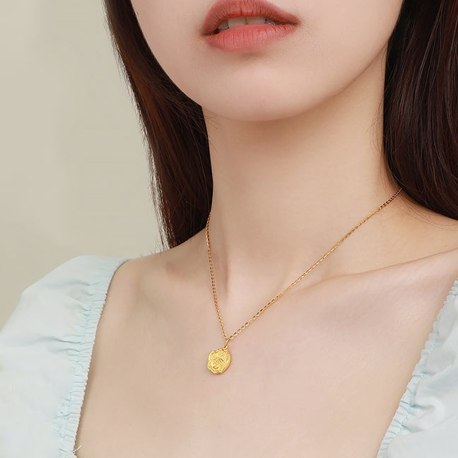 Monet Garden Series 24K Gold Seal Wax Rose Pendant