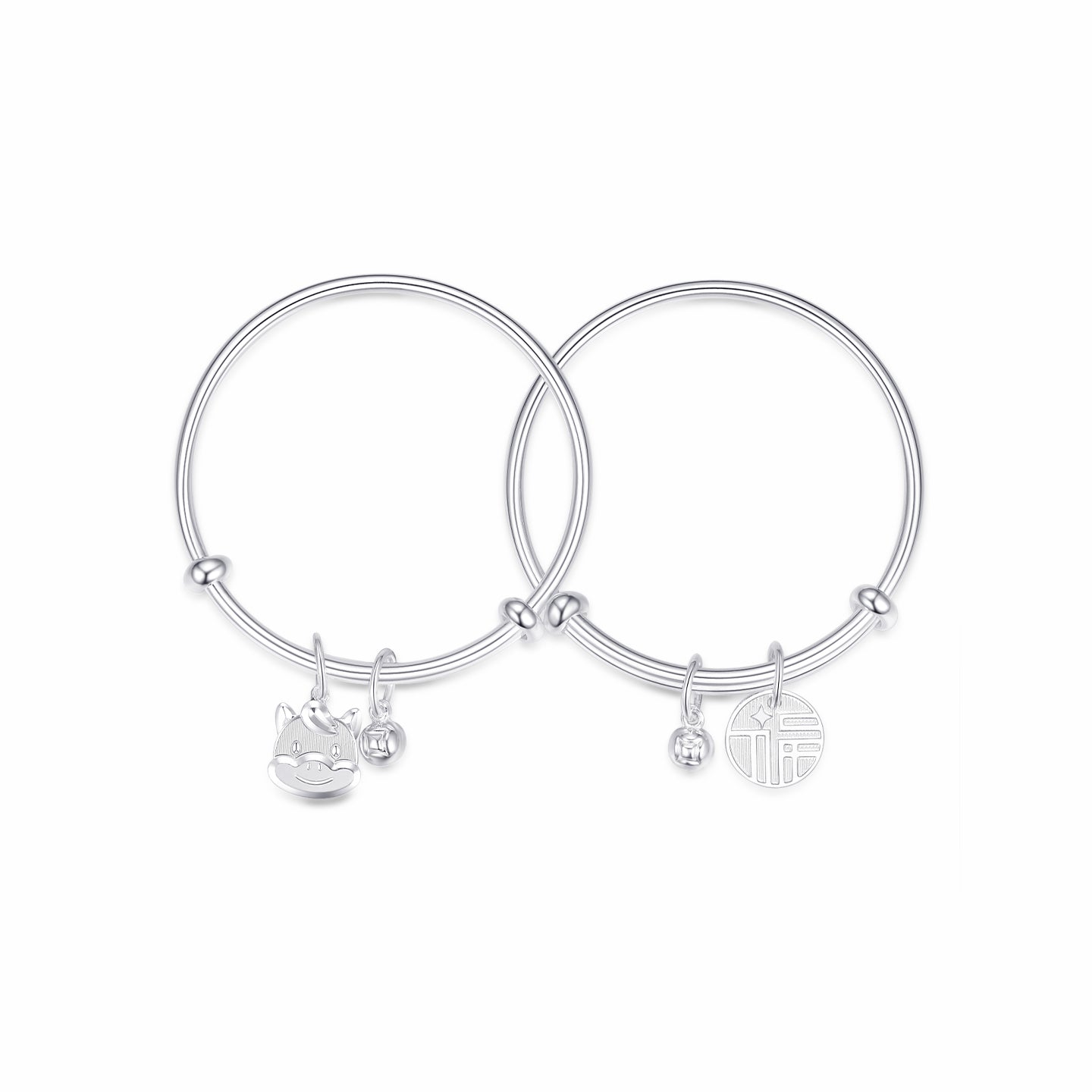 S990 Silver Zodiac Horse Baby Child Jewelry Set - Bracelet Necklace