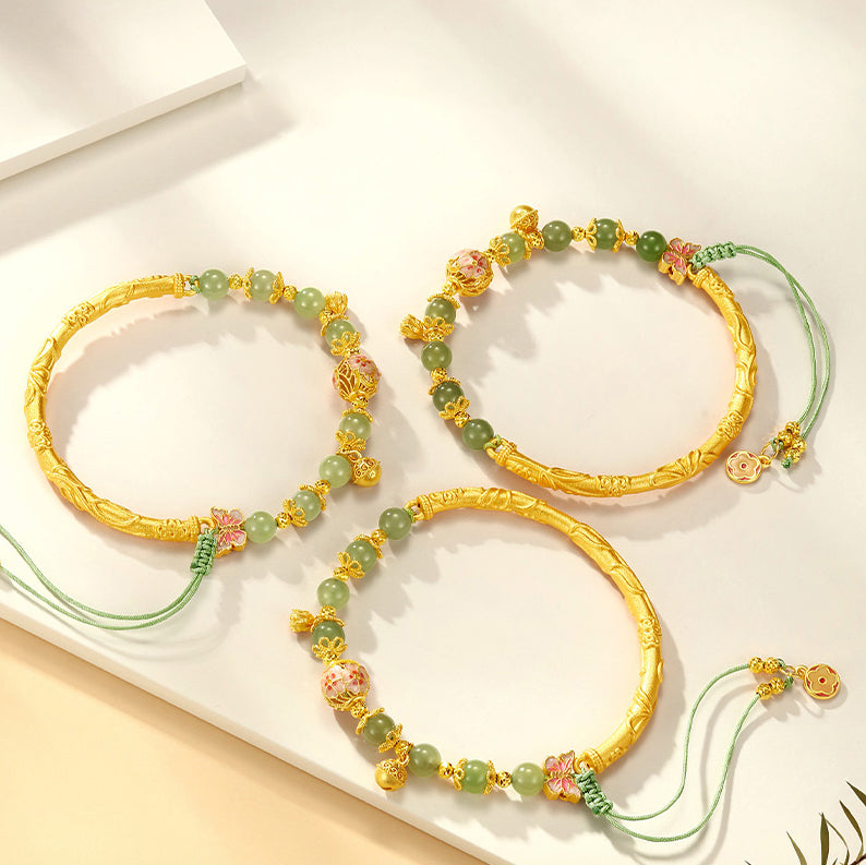 S925 Silver Hetian Jade Peach Blossom Bracelet