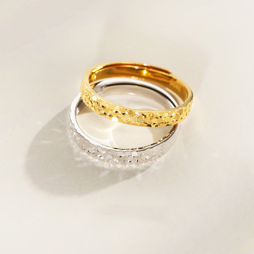 S990 Silver Crushed Ice Pattern Open Bangle & S925 Ring