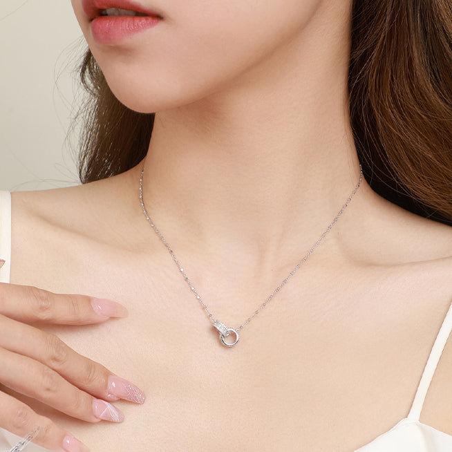 925 Silver Zircon Interlocking Shining Chain Necklace