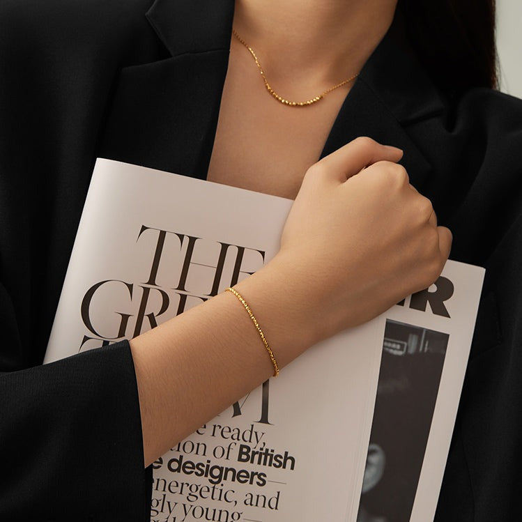GOLDEN LIFE 24K Gold Club Shining Beads Bracelet