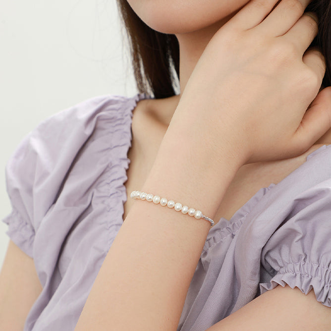 S925 Silver Small Cube Pearl Jewelry Set