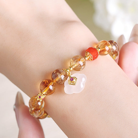 S925 Silver Auspicious Cloud Citrine Beaded Bracelet