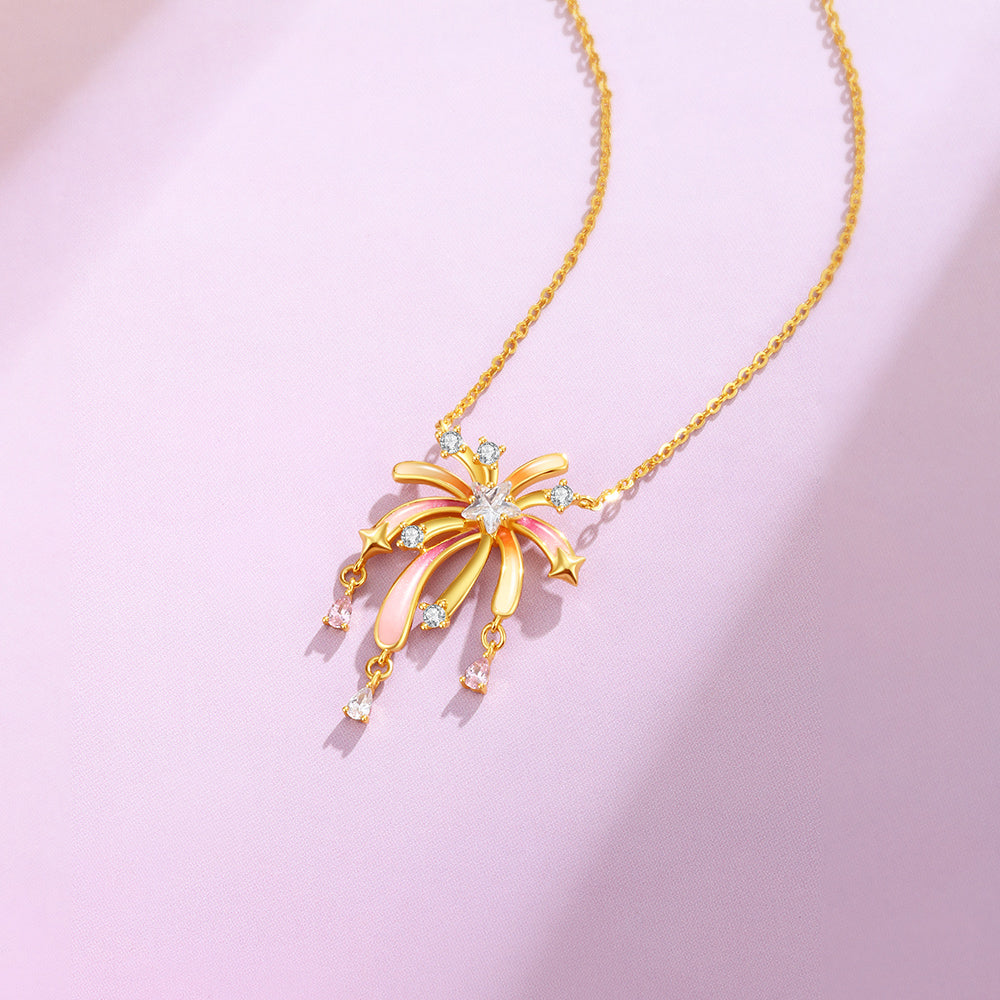 S925 Silver Luminous Enamel Romantic Fireworks Necklace