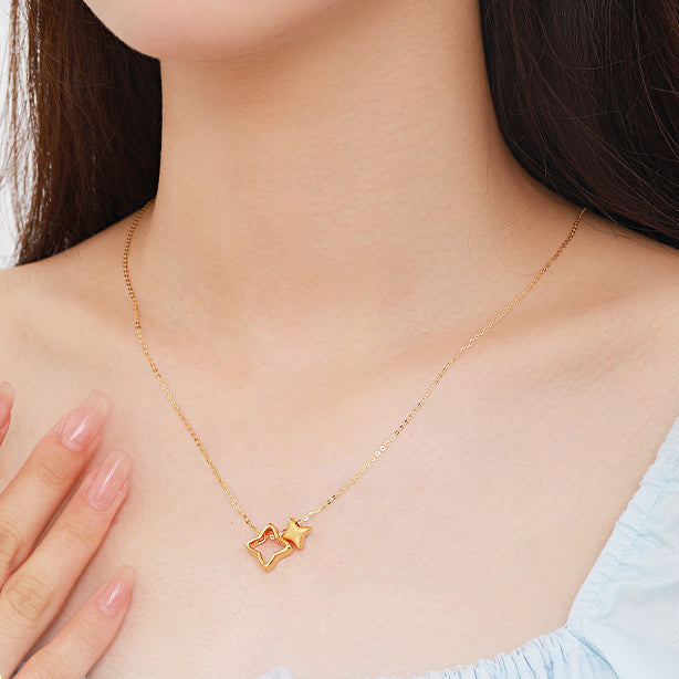 18K Gold Four-Pointed Star Pendant