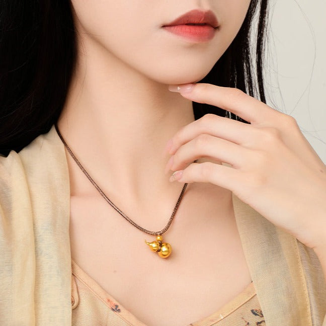 24K Gold Lucky Blessings Calabash Gourd Necklace