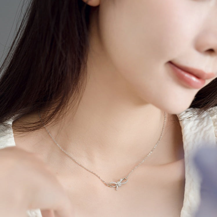S925 Silver Bow Knot Necklace