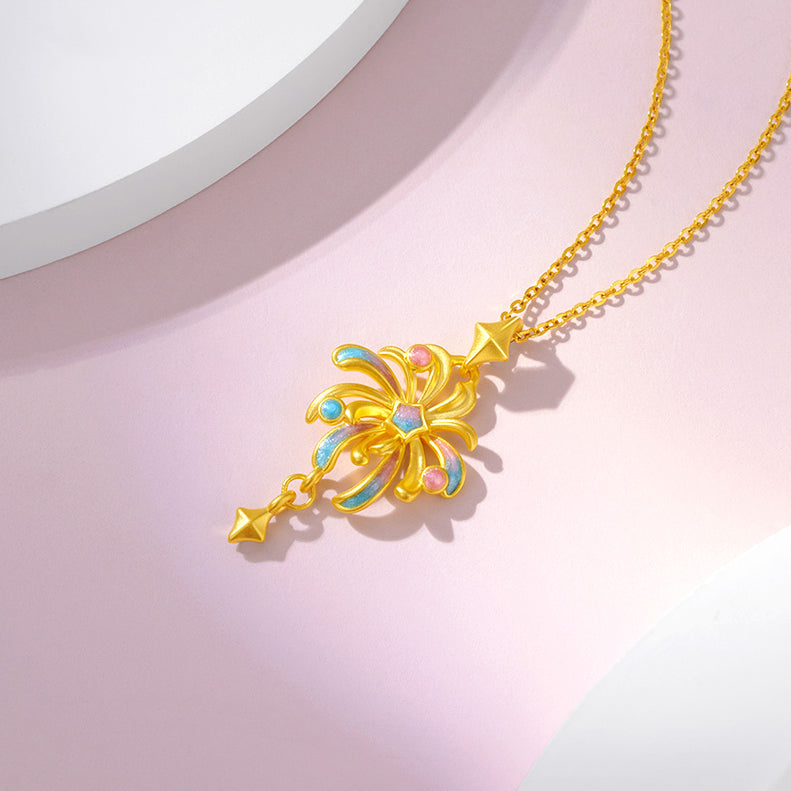 24K Gold Luminous Enamel Romantic Fireworks Pendant