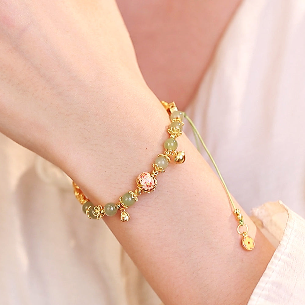 S925 Silver Hetian Jade Peach Blossom Bracelet